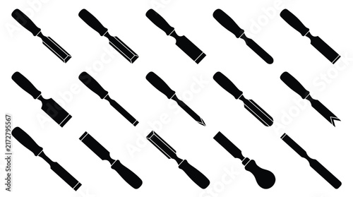 Canvastavla Set of various wood carving chisels and gouges for carpentry and woodworking