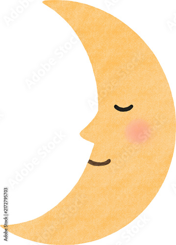 Fotografie Cute Sleeping Crescent Moon Christmas Nursery Illustration