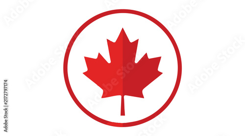 Minimalist Small Maple Leaf in Wide Circular Ring

 Negative Space Canadian Red Leaf Round Icon

 Simple Tiny Maple Leaf Vector Emblem Mark