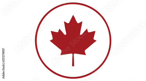 Linear Outline Maple Leaf Inside Red Circle

 Hollow Stroke Canadian Leaf Vector Emblem Logo

 Minimal Line Art Maple Leaf Round Icon Design