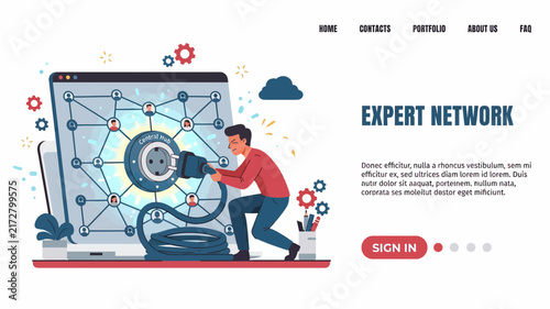 Photography Man plug in hub to link expert network system for biz and web site ui