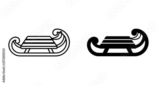Konstfotografi Classic Sleigh Vector Icons, Winter Transport, Festive Holiday Graphics, Two Sty