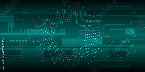 Futuristic abstract technology background with glowing blue digital binary code pattern and vector data illustration