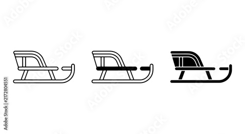 Foto Winter Sled Icons, Snow Toboggan Vector Graphics, Classic Sleigh Silhouette Set