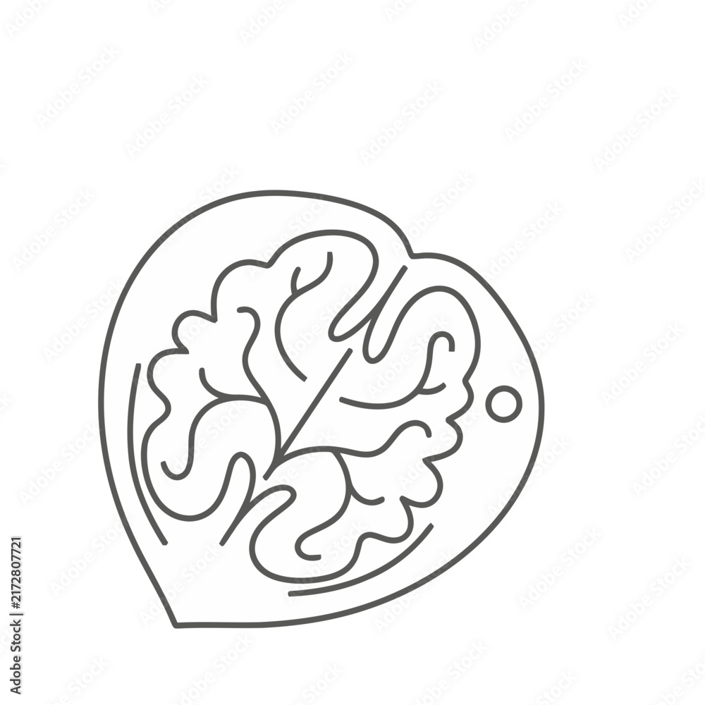 Fototapeta premium Brain in a Heart Shape Outline