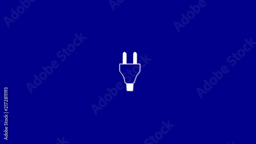Minimalist electric plug animation on blue background, for energy and, technology concepts electricity
