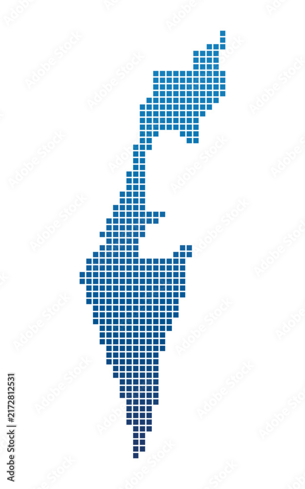 Obraz premium gradient pixel Israel map, israeli map consisting of squares