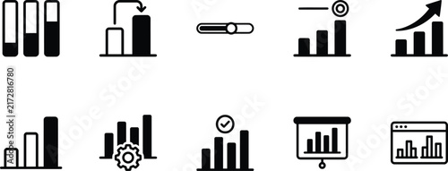 Business Growth and Financial Analytics Bar Chart Icon Set
