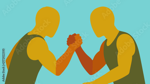 Foto Two abstract figures arm wrestling, symbolizing competition and challenge