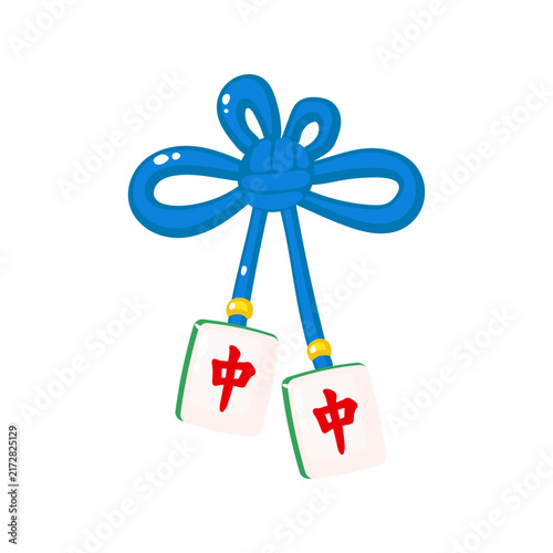 Cute Chinese knot with mahjong tiles. Chinese character means 