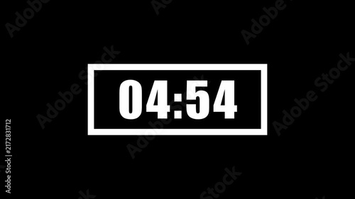 5 minute timer countdown animation, 300 to 0 countdown five minute countdown timer animation. Animated rectangle shaped stylish smooth tailed line indicator.