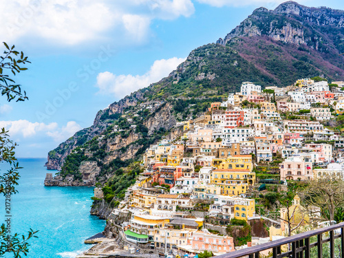 Beautiful view of Positano village on the Amalfi Coast