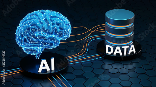 Artificial intelligence brain connected to database server for big data analysis