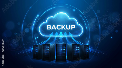 Cloud backup data storage with servers transferring information security