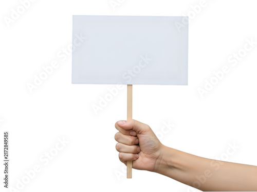 Person holding blank sign on stick