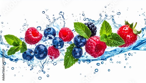 Fresh Strawberry Splashing in Water Isolated on White Background, Juicy Red Berry and Water Droplets Creating a Refreshing Healthy Fruit Concept