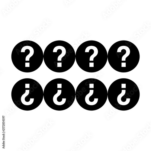 Photography Question mark symbols in black circles on white background