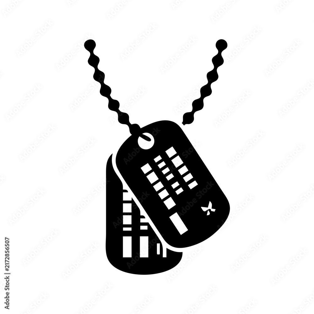 Naklejka premium Military Dog Tags Vector Icon Soldier Identification Pendant 