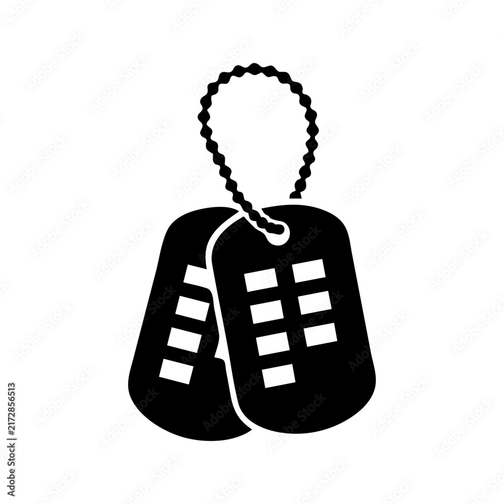 Naklejka premium Military Dog Tags Vector Icon Soldier Identification Pendant 