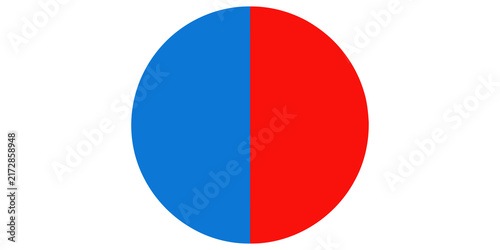 Fotografie Split circle graphic element with blue and red colors for abstract data comparison and presentation
