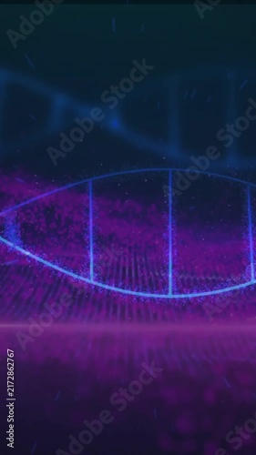 DNA strand animation over purple and blue digital background