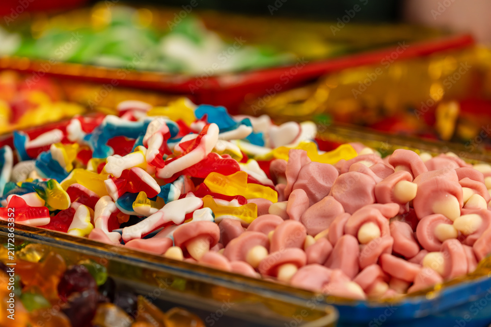 Obraz premium Colorful Candy Display at Dihua Street Market