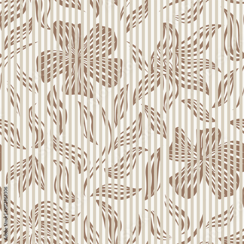 Brown Striped Floral seamless pattern design
