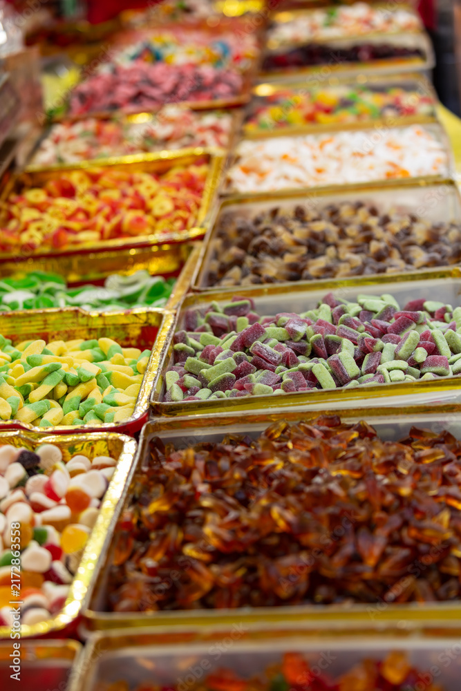 Obraz premium Colorful Candy Display at Dihua Street Market