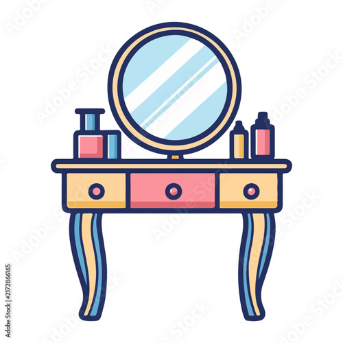 dressing table, household items, decorations, furniture, vector graphics, transparent background, table, interior, home, room, object