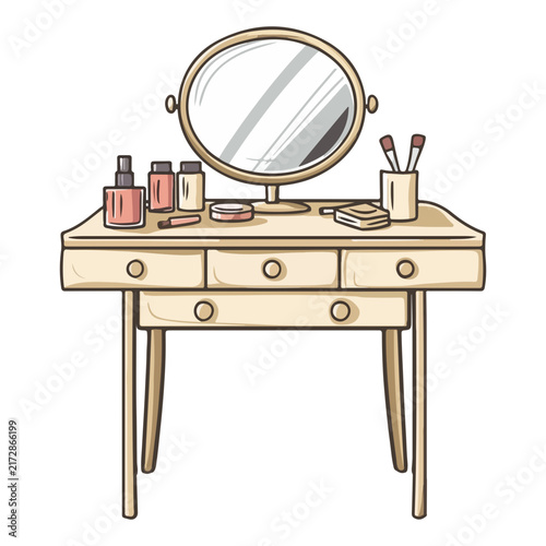 dressing table, household items, decorations, furniture, vector graphics, transparent background, table, interior, home, room, object