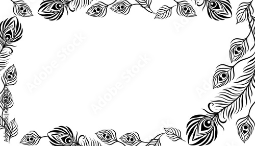 Ornate Feather Border Design - Vintage Style Decorative Element