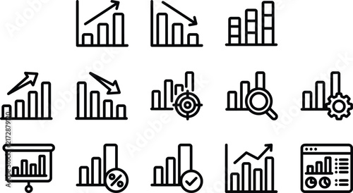 Business Growth and Financial Data Analysis Chart Icon Set