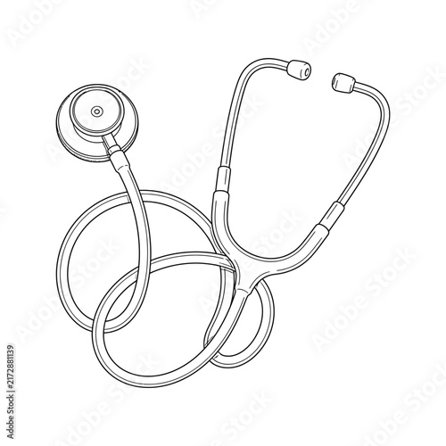 Technical Stethoscope Line Art