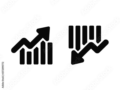 Business Trade Charts, Financial Growth Graph Analytics Market and Commerce Vector Icon Elements