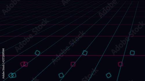 Neon Cyberpunk Hexagon Grid - DJ Scifi Backdrop