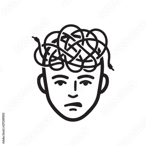 tangled brain icon representing mental health and psychological stress