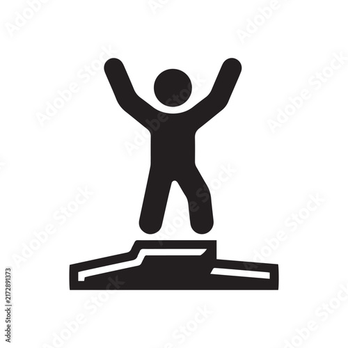 winner on podium icon representing victory and achievement in black