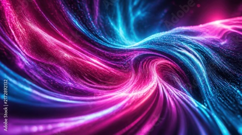Vibrant abstract energy vortex with glowing neon pink and blue light waves
