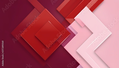 Geometric paper shapes in red, pink, and white on pastel gradient background for design mockups