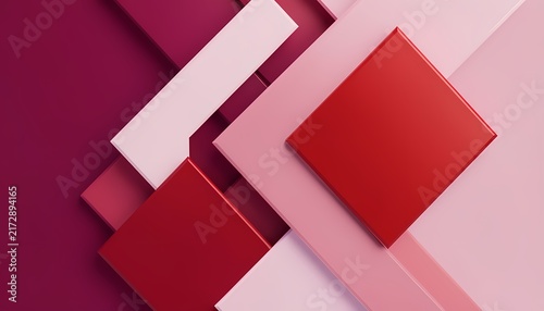 Geometric paper shapes in red, pink, and white on pastel gradient background for design mockups