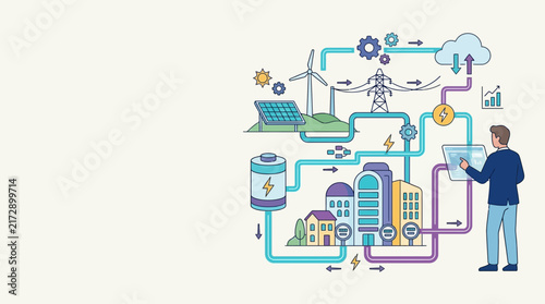 Modern professional illustrating digital transformation and cloud computing integration.