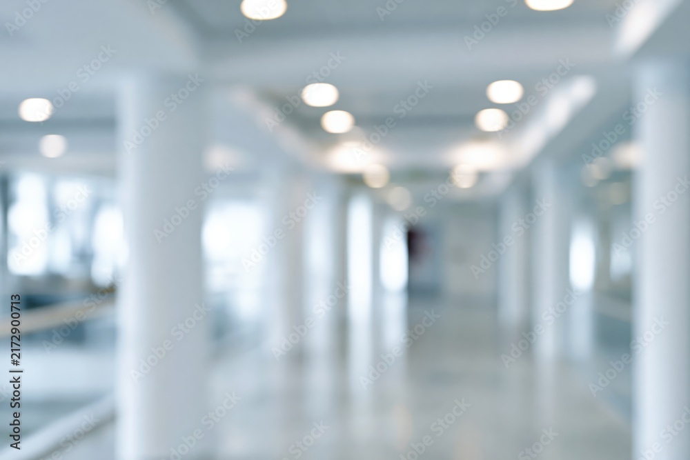 Naklejka premium The Empty Corridor in a Modern Bright Interior Minimalist Office Atrium