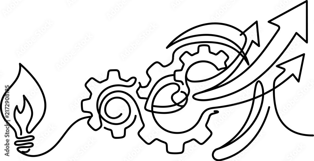 Obraz premium Idea generation innovation and growth concept with lightbulb gears and arrows