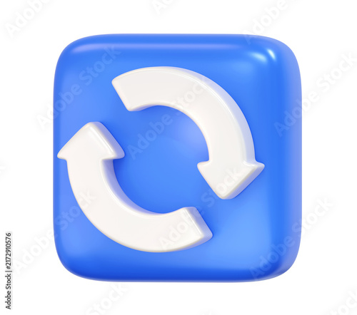 Obraz na płótnie 3D render of blue refresh sync icon for application or website update