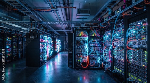 High performance servers processing massive volumes of big data in modern data centre
