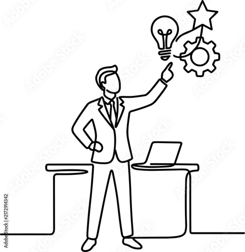 Businessman Idea Concept Lightbulb Innovation Gear Strategy Star Achievement