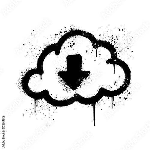 Graffiti Spray Paint Cloud Download Icon Vector Stencil Street Art Tech Concept