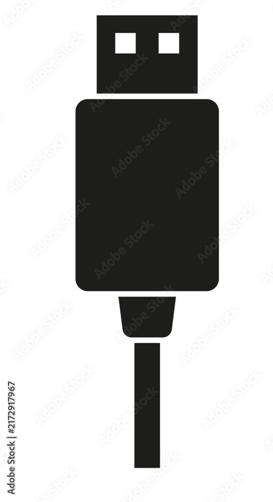Obraz premium USB Cable Plug Vector Icon for Data Transfer Charging and Electronic Hardware Connection