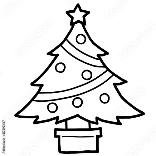Obraz na płótnie クリスマス クリスマスツリーの手描きイラスト