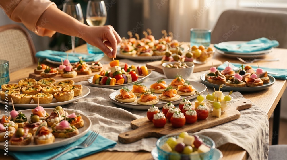 Obraz premium Party appetizer table close view